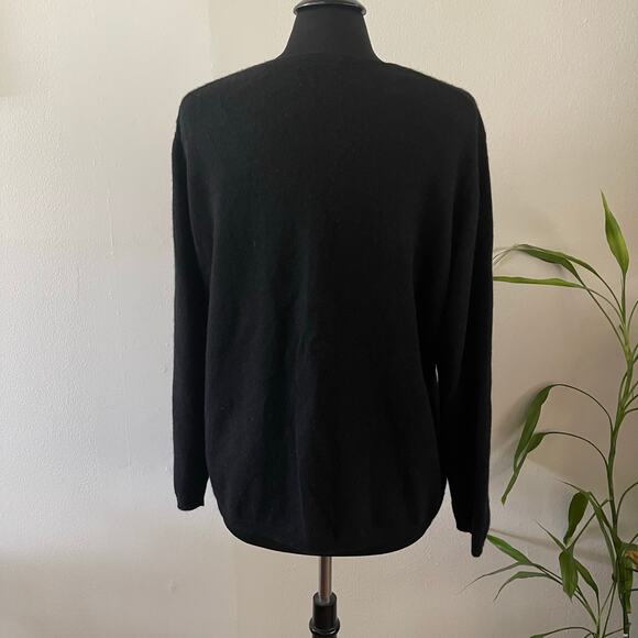 Griffen Cashmere Crewneck Sweater Womens 1X Black Long Sleeves Minimalist Casual - Picture 2 of 6